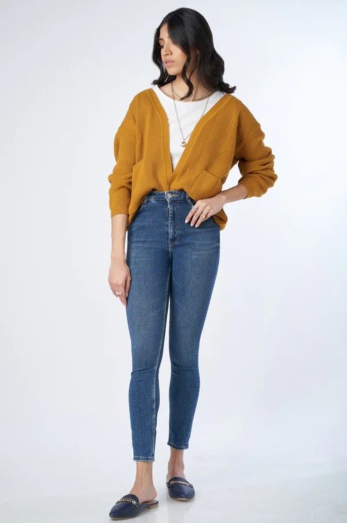 Classic Knitted Cardigan - Mustard
